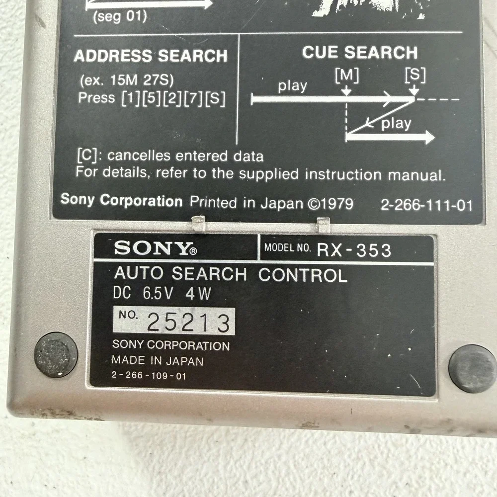 Sony RX-353 Auto Search Control Video Corded Wired‎ Remote VO 5630 RCC-5C VCR